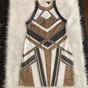 Express white and gold sequin dress✨